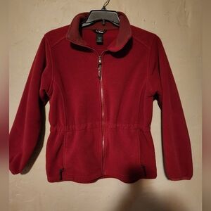 L.L. Bean Womens Red Outdoors Fleece Anorak Jacket Petite Size M